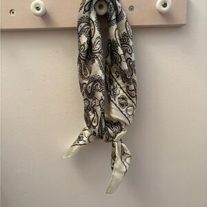 Vintage Cream and Black Paisley Scarf